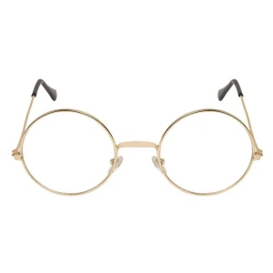 Unisex Clear Golden Round Sunglass