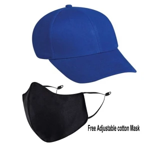 Classy Plain Cotton Cap With Mask - Blue (BHC-2306411)