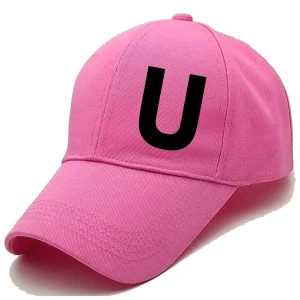 Unisex Plain U Printed Cotton Cap - Pink (BHC-2215783)
