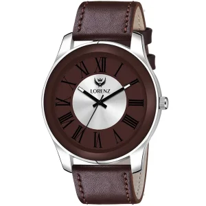 Lorenz Watch Two Tone Dial & Brown Leather Strap Analogue Watch For Men