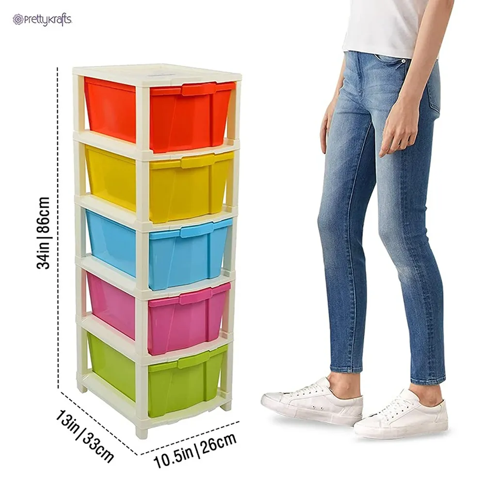 5 Layer Foldable Modular Drawer Organizer Multipurpose Drawers Boxes Storage Rack, Extra Large Basket - Image 3