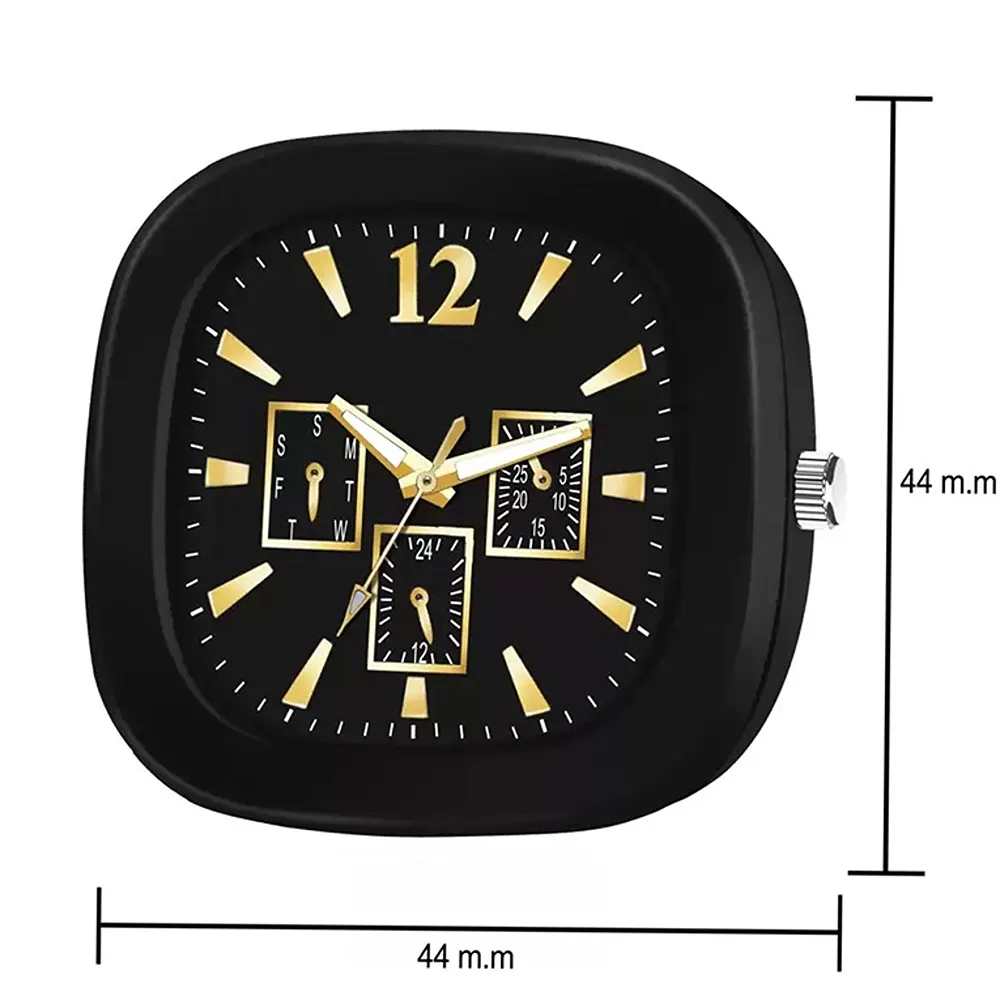 Lorenz Watch Stylish Square Black Dial Smooth Silicon Strap Black - Image 2