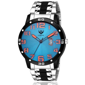 Lorenz Watch Two Tone Chain & Blue Dial Watch For Men