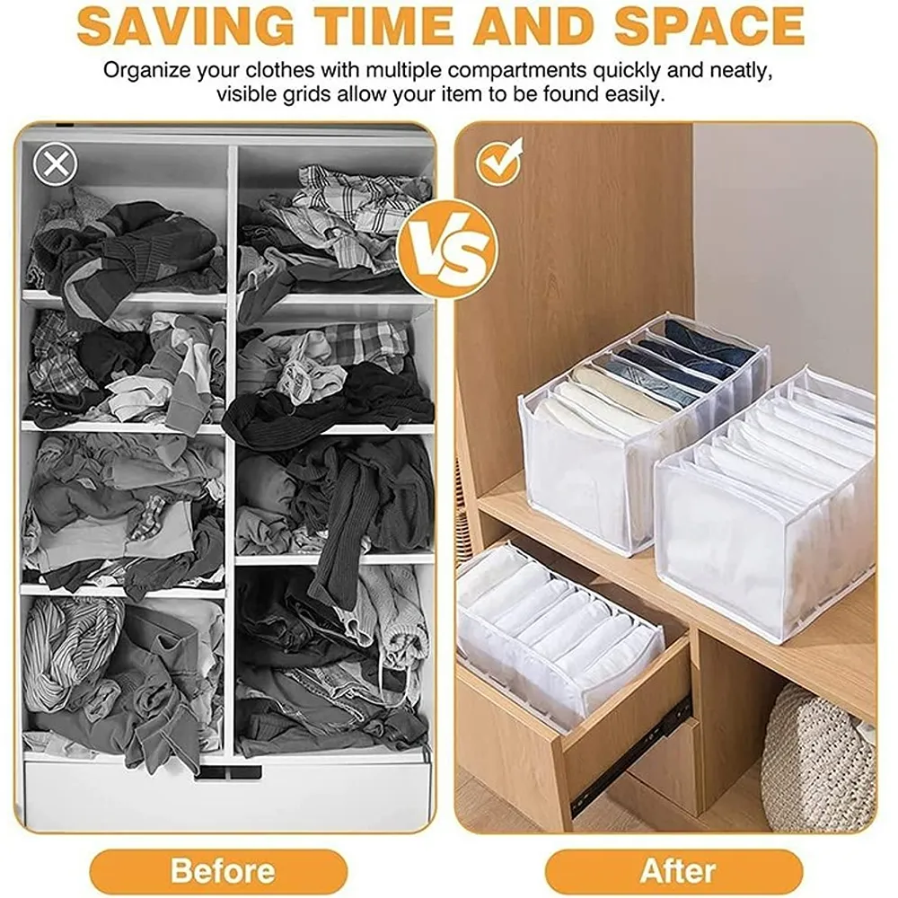 Clothes Organizer- 7 Grids Washable & Foldable Wardrobe Clothes Organizer (Copy) - Image 3