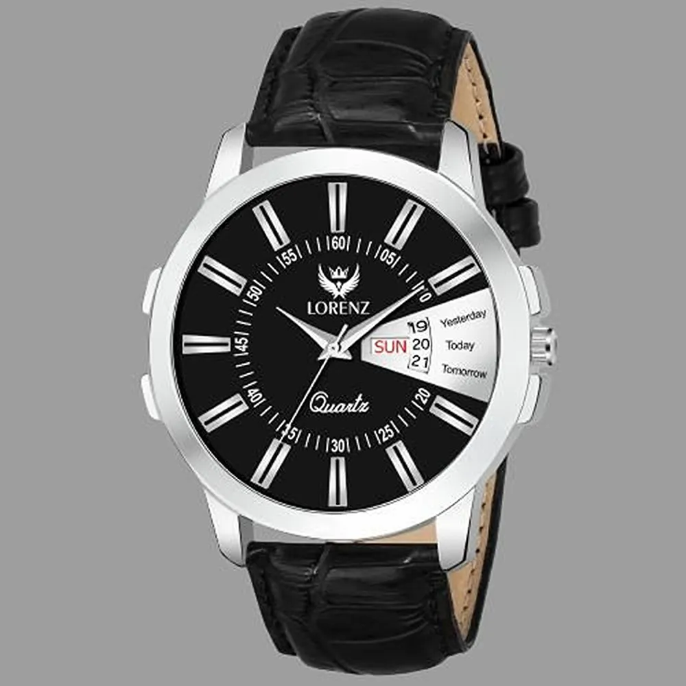 Lorenz Watch Black Dial Watch Day And Date For Men