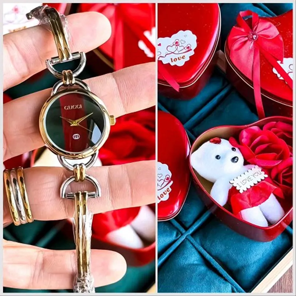 Comfortable Gucci Watch Golden With Valentine Gift Box For Women (SW393) - Image 3