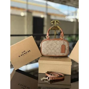 Coach Taupe Logo Hand Bag