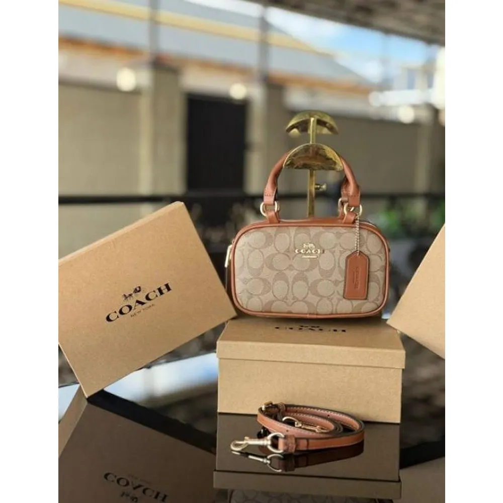 Coach Taupe Logo Hand Bag