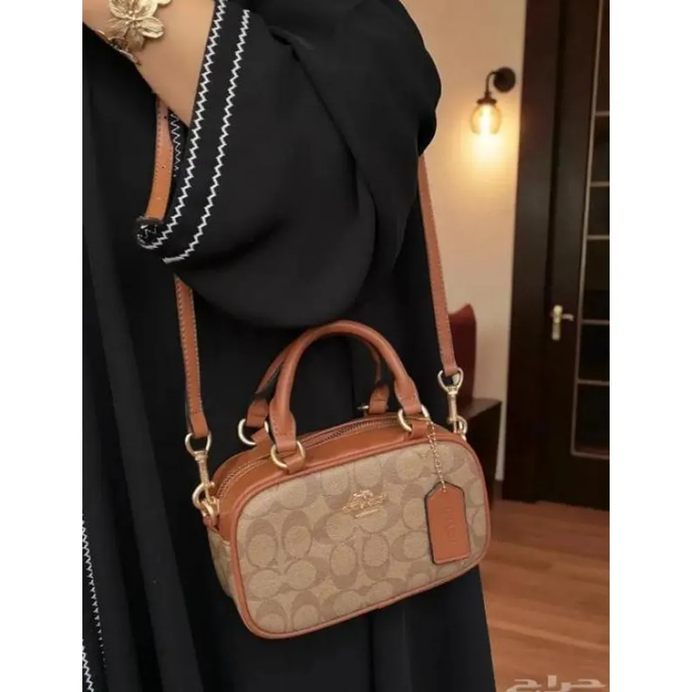 Luxurious Coach Taupe Logo Hand Bag Mini Satchel With Box For Women (SW229) - Image 2