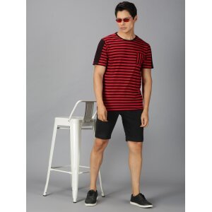 UrGear Cotton Stripes Half Sleeves Mens Round Neck T-Shirt