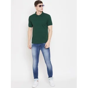Cotton Blend Solid Half Sleeves Mens Polo T-Shirt