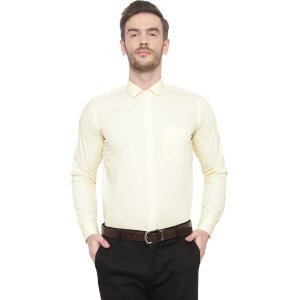 SREY Men Slim Fit Solid Yellow Formal Shirt