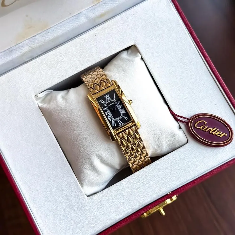 Comfortable Cartier Tank Watch Gold Black For Women (SW309) - Image 2