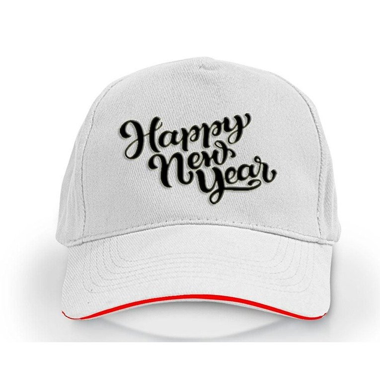 Plain Unisex Happy New Year Cap - White (BHC-2263478)
