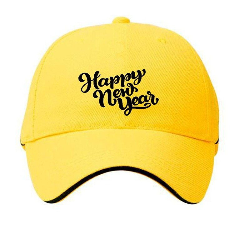 Plain Unisex Happy New Year Cap - Yellow (BHC-2263480)