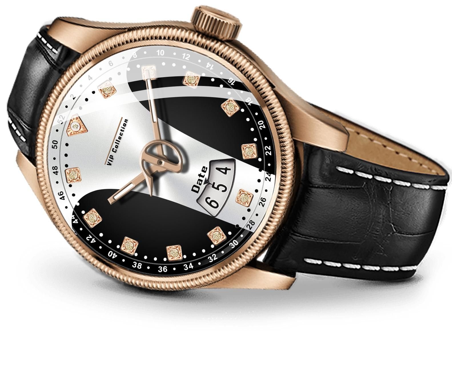 3D Glass Chronograph and Date Display Wrist Watch For Men (BHC-2409207)