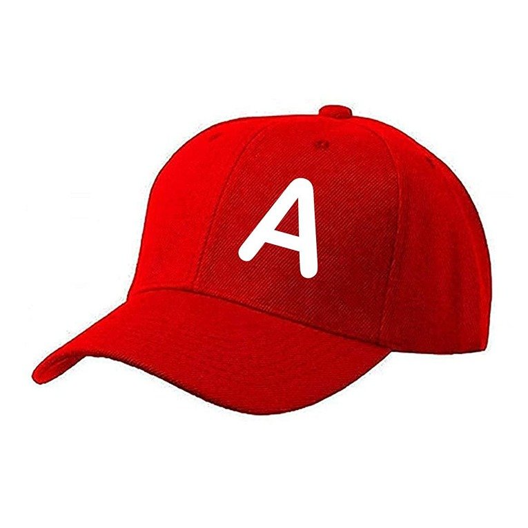 Unisex Plain A Printed Cotton Cap - Red (BHC-2216584)