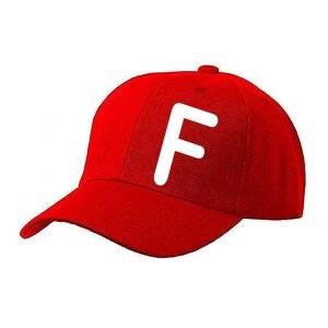 Unisex Plain F Printed Cotton Cap - Red (BHC-2216586)