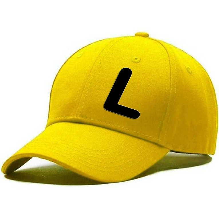 Unisex Plain L Printed Cotton Cap - Yellow (BHC-2215827)