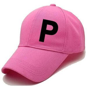 Unisex Plain P Printed Cotton Cap - Pink (BHC-2215780)
