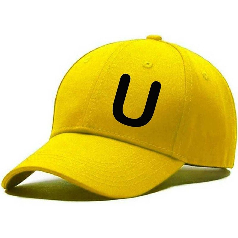 Unisex Plain U Printed Cotton Cap - Yellow (BHC-2215845)