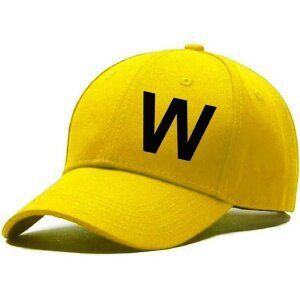 Unisex Plain W Printed Cotton Cap - Yellow (BHC-2215846)