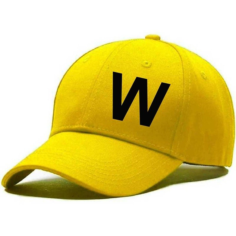 Unisex Plain W Printed Cotton Cap - Yellow (BHC-2215846)